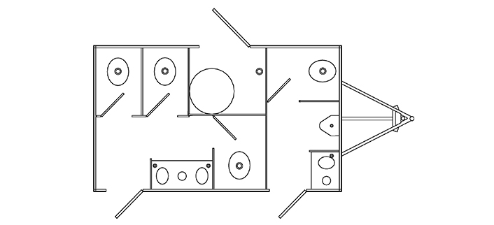 5 stall restroom trailer interior sketch