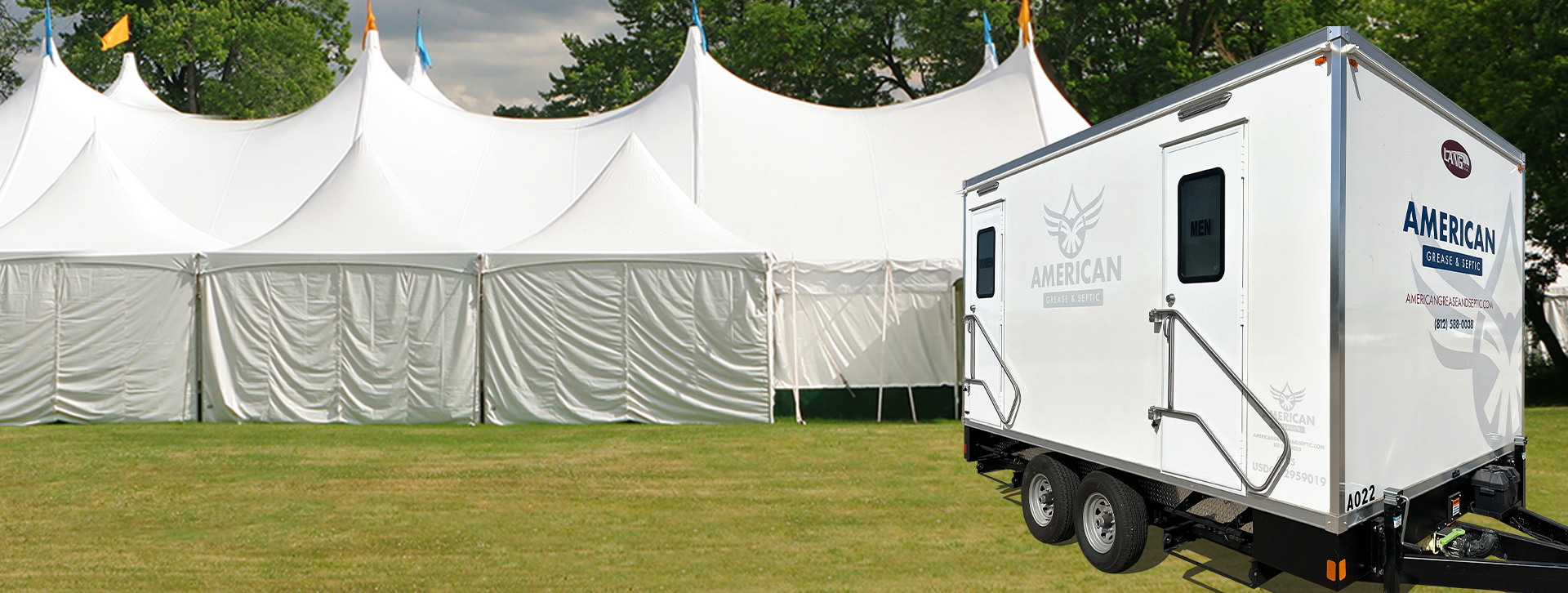 2 stall trailer near outdoor tent for an event