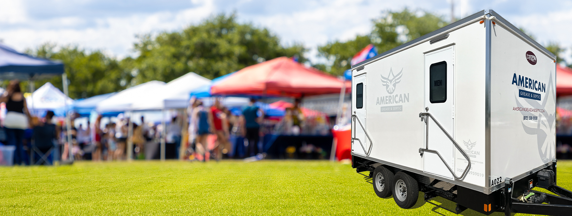 spring event with restroom trailer rental wide view