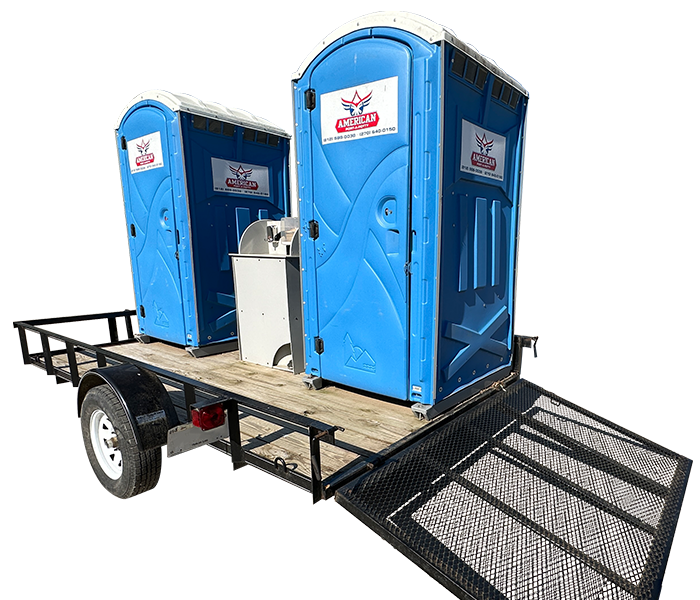 Construction site with single porta potty