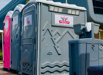 Row of standard porta potties