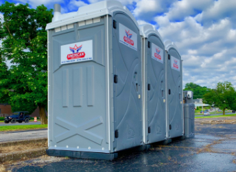 Row of standard porta potties