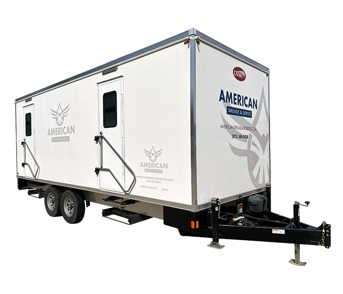 High capacity restroom trailer rental